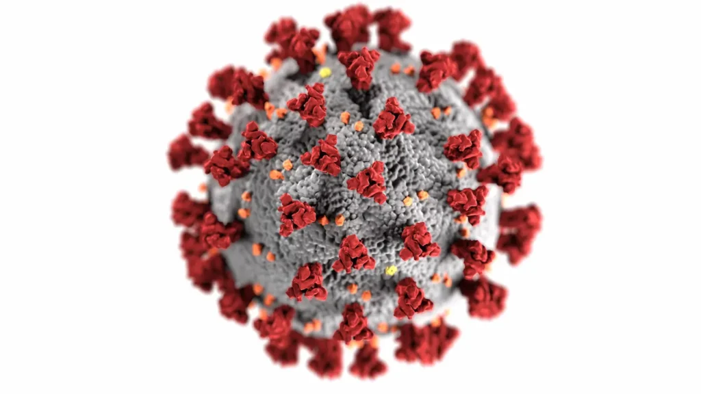 Grafika 3D przedstawiająca wirusa